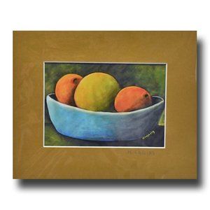 Signed Matted Still Life Fruit Bow Art Print
